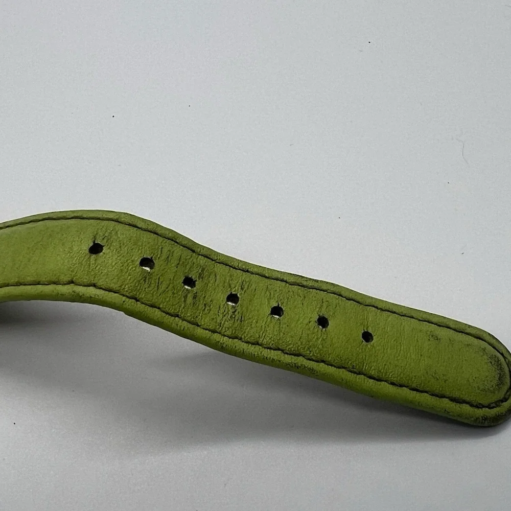 Disney Parks Time Works Tinkerbell Watch Womens Child Lime‎ Green Leather Band